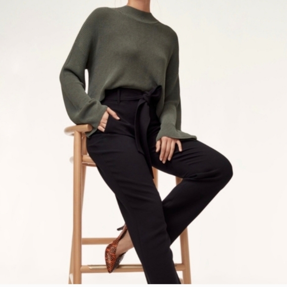 Wilfred Sweaters - Aritzia Wilfred Salome Sweater Small Green Gray Rib  Knit Cropped Drop Shoulder